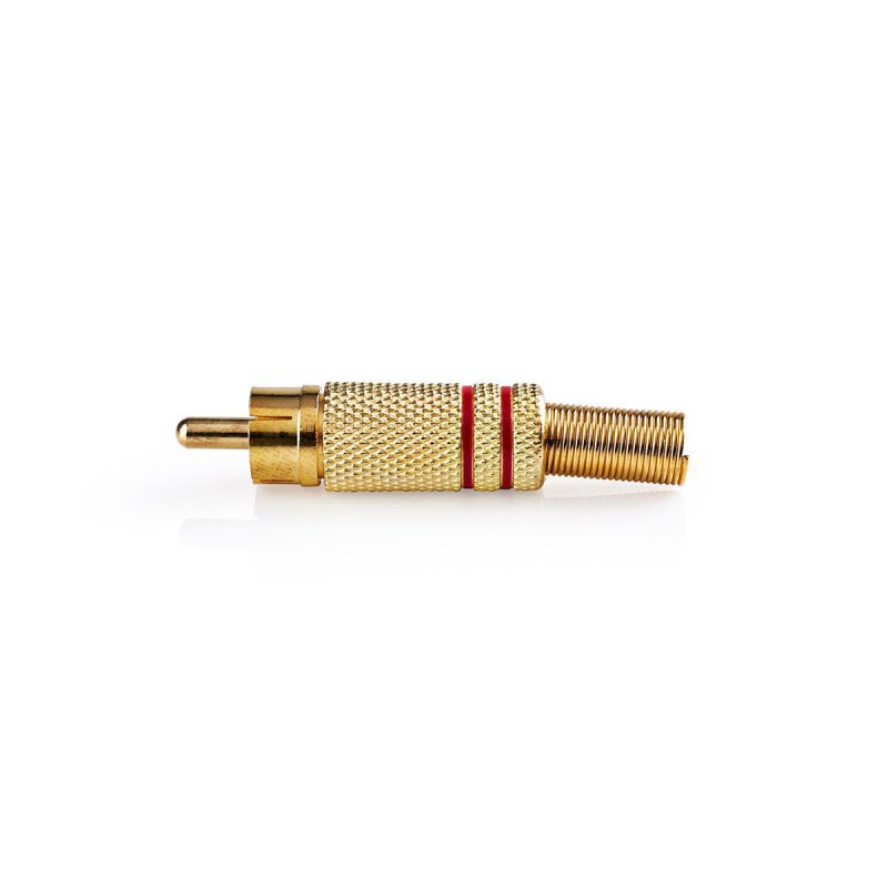 RCA konektor | Přímý | Zástrčka | Pozlacené | Pájecí | Průměr vstupního kabelu: 7.0 mm | Kov | Červená / Zlatá | 25 ks | Plastov - obrázek produktu