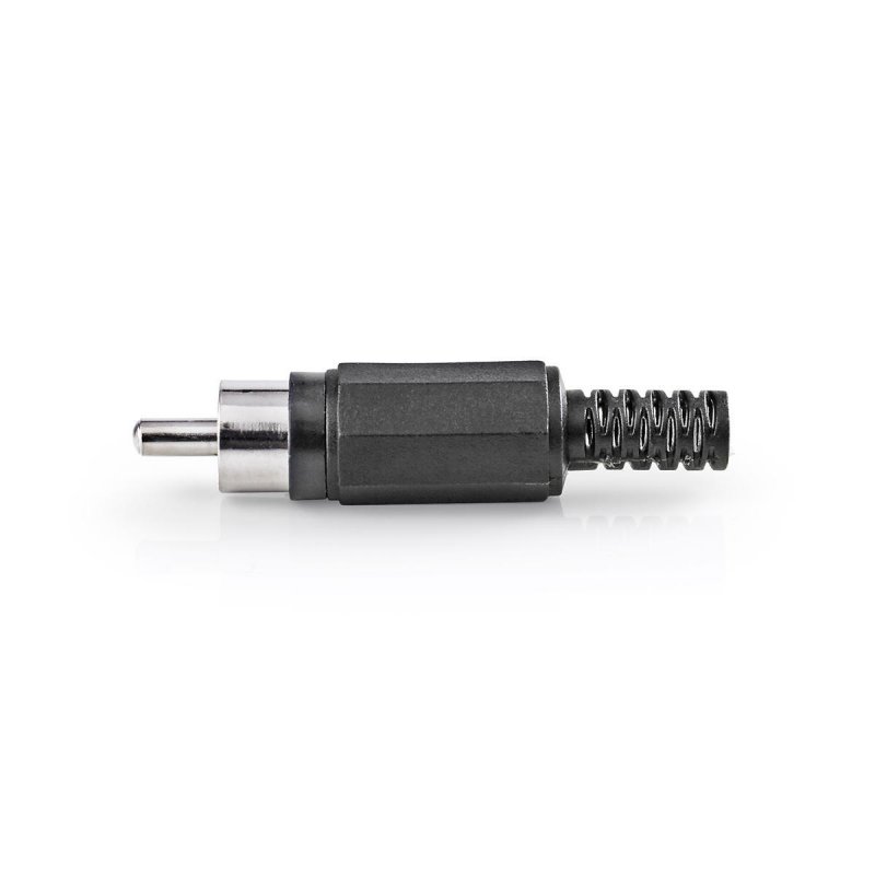 RCA konektor | Přímý | Zástrčka | Poniklované | Pájecí | Průměr vstupního kabelu: 4.8 mm | PVC | Černá | 25 kusů | Plastový Sáče - obrázek produktu