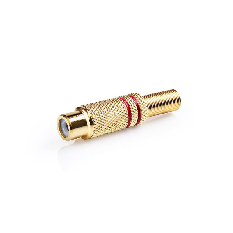 RCA konektor | Přímý | Zásuvka | Pozlacené | Pájecí | Průměr vstupního kabelu: 4.8 mm | Kov | Zlatá/Červená | 25 ks | Plastový S - obrázek č. 2
