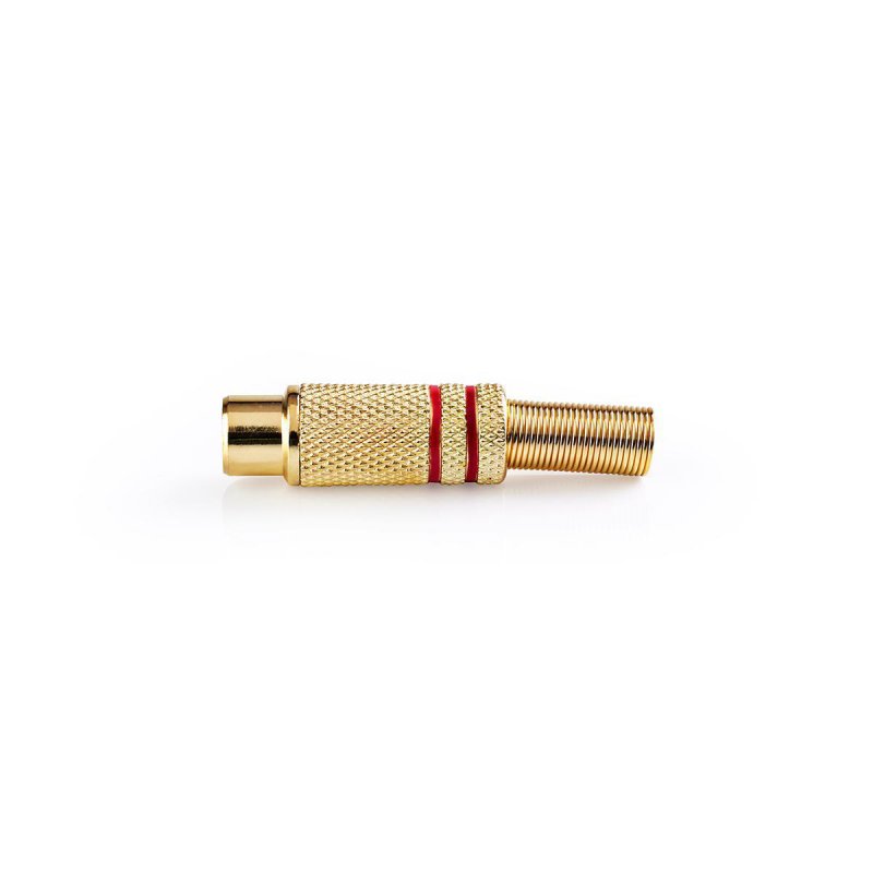 RCA konektor | Přímý | Zásuvka | Pozlacené | Pájecí | Průměr vstupního kabelu: 4.8 mm | Kov | Zlatá/Červená | 25 ks | Plastový S - obrázek produktu