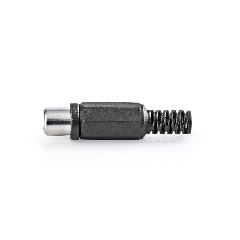 RCA konektor | Přímý | Zásuvka | Poniklované | Pájecí | Průměr vstupního kabelu: 4.8 mm | PVC | Černá | 25 ks | Plastový Sáček - obrázek produktu