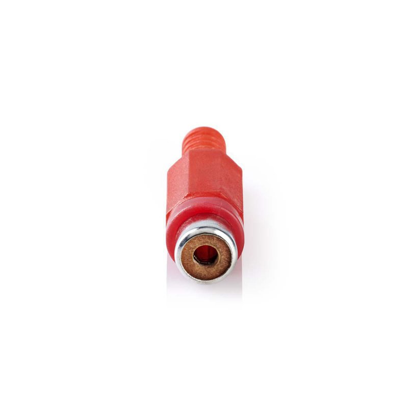 RCA konektor | Přímý | Zásuvka | Poniklované | Pájecí | Průměr vstupního kabelu: 4.8 mm | PVC | Červená | 25 ks | Plastový Sáček - obrázek č. 1