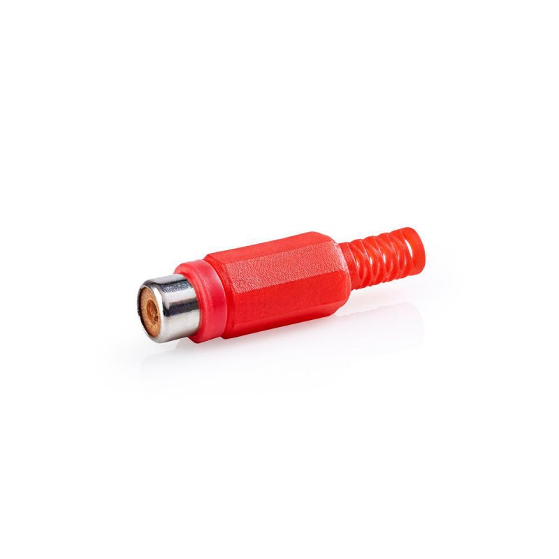 RCA konektor | Přímý | Zásuvka | Poniklované | Pájecí | Průměr vstupního kabelu: 4.8 mm | PVC | Červená | 25 ks | Plastový Sáček - obrázek č. 2