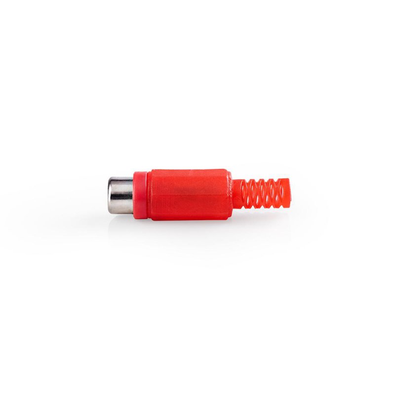 RCA konektor | Přímý | Zásuvka | Poniklované | Pájecí | Průměr vstupního kabelu: 4.8 mm | PVC | Červená | 25 ks | Plastový Sáček - obrázek produktu