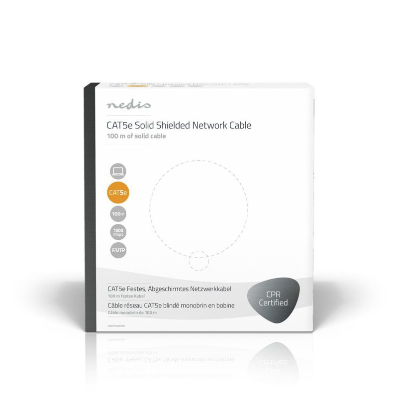 Síťový kabel Roll | CAT5e | Drát | F / UTP | Měď | 100.0 m | Vnitřní | Kulatý | PVC | Šedá | Dárkový Box - obrázek č. 2