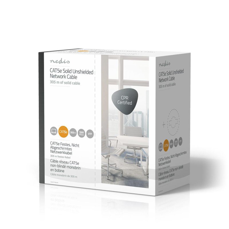 Síťový kabel CAT5e v roli | Solid  CCBGUTP5GY305S - obrázek č. 3