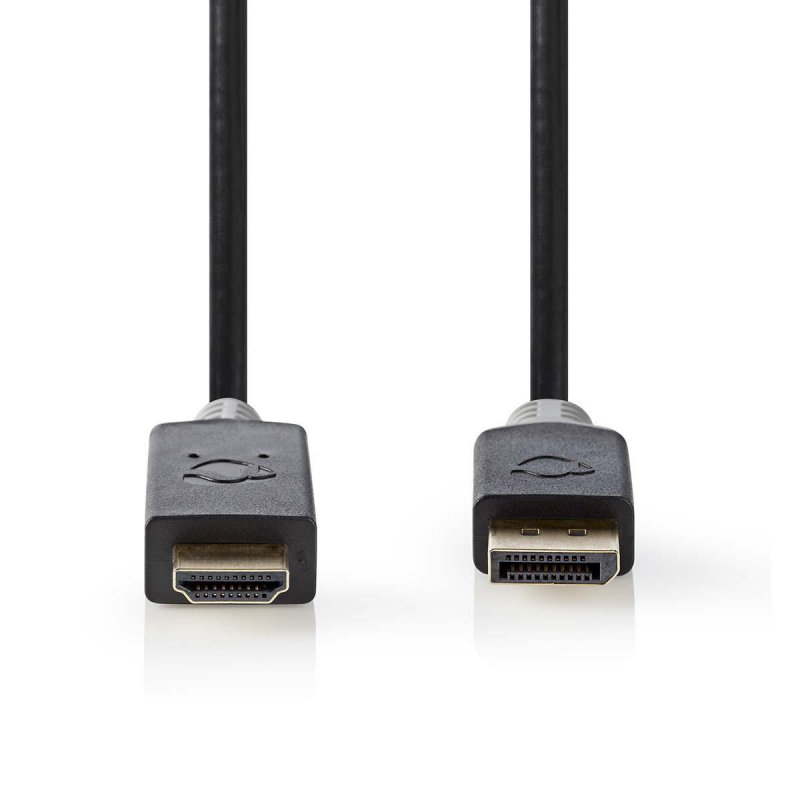 Displayport kabel | DisplayPort Zástrčka | Konektor HDMI ™ | 4K@60Hz | Pozlacené | 2.00 m | Kulatý | PVC | Antracitová | Plastov - obrázek č. 1