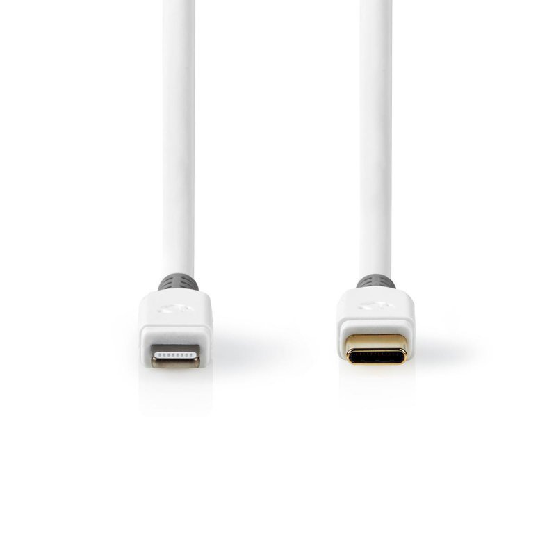 USB kabel | USB 2.0 | Apple Lightning 8pinový | USB-C™ Zástrčka | 480 Mbps | Pozlacené | 1.00 m | Kulatý | PVC | Bílá / Šedá | P - obrázek č. 1