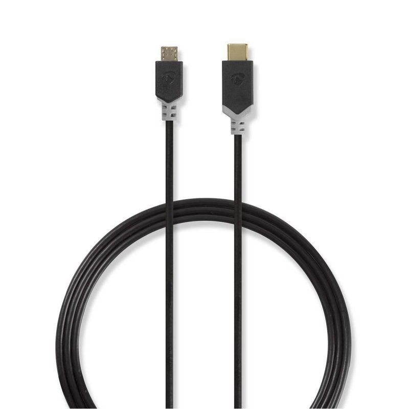 USB kabel | USB 2.0 | USB-C™ Zástrčka | USB Micro-B Zástrčka | 60 W | 480 Mbps | Pozlacené | 1.00 m | Kulatý | PVC | Antracit | - obrázek produktu