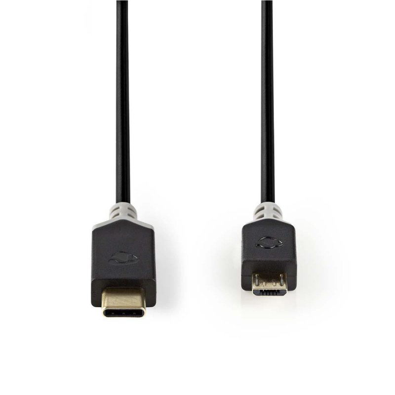 USB kabel | USB 2.0 | USB-C™ Zástrčka | USB Micro-B Zástrčka | 60 W | 480 Mbps | Pozlacené | 1.00 m | Kulatý | PVC | Antracit | - obrázek č. 1