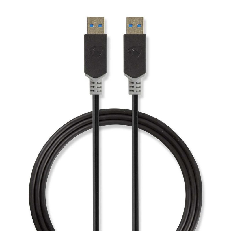USB kabel | USB 3.2 Gen 1 | USB-A Zástrčka | USB-A Zástrčka | 5 Gbps | Pozlacené | 2.00 m | Kulatý | PVC | Antracitová | Plastov - obrázek produktu