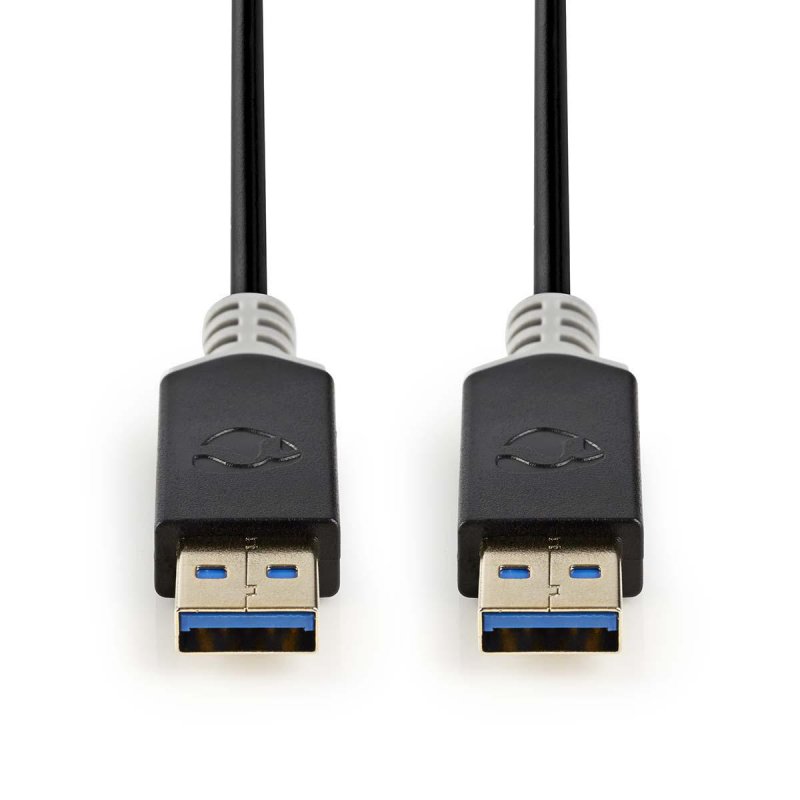 USB kabel | USB 3.2 Gen 1 | USB-A Zástrčka | USB-A Zástrčka | 5 Gbps | Pozlacené | 2.00 m | Kulatý | PVC | Antracitová | Plastov - obrázek č. 1