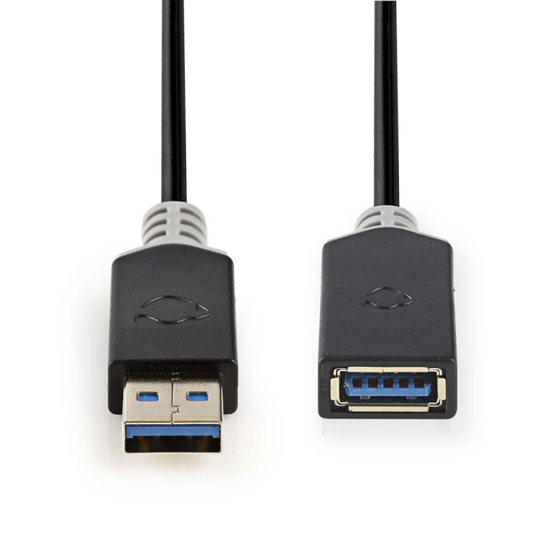 USB kabel | USB 3.2 Gen 1 | USB-A Zástrčka | USB-A Zásuvka | 5 Gbps | Pozlacené | 2.00 m | Kulatý | PVC | Antracitová | Plastový - obrázek č. 1