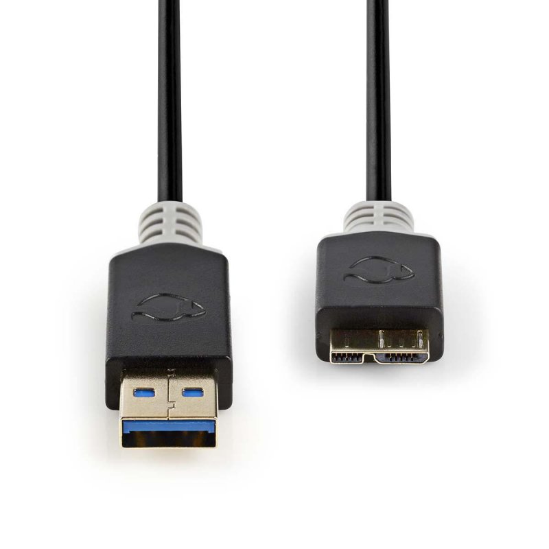 USB kabel | USB 3.2 Gen 1 | USB-A Zástrčka | USB Micro-B Zástrčka | 5 Gbps | Pozlacené | 2.00 m | Kulatý | PVC | Antracitová | P - obrázek č. 1