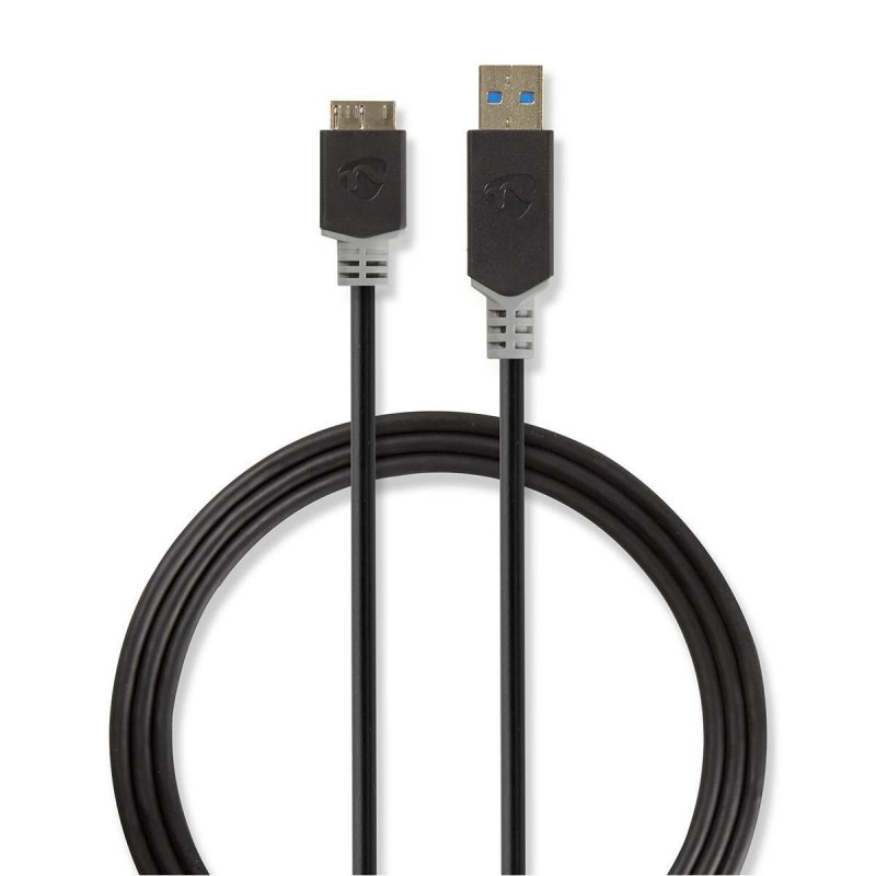 USB kabel | USB 3.2 Gen 1 | USB-A Zástrčka | USB Micro-B Zástrčka | 5 Gbps | Pozlacené | 2.00 m | Kulatý | PVC | Antracitová | P - obrázek produktu