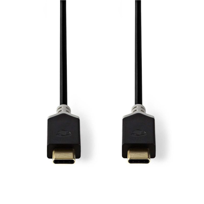 USB kabel | USB 3.2 Gen 1 | USB-C™ Zástrčka | USB-C™ Zástrčka | 5 Gbps | Pozlacené | 1.00 m | Kulatý | PVC | Antracit | Plastový - obrázek č. 1