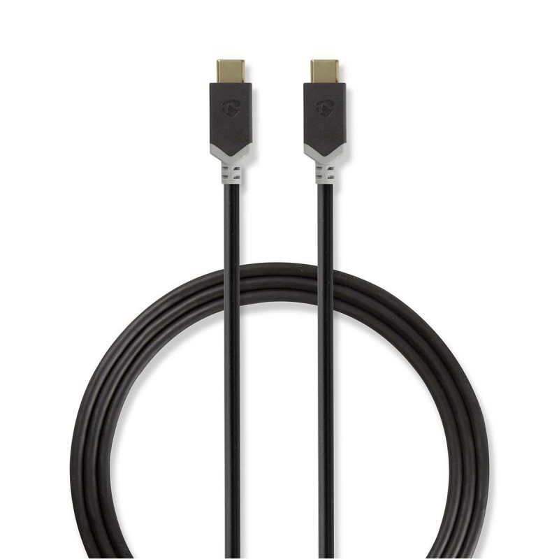 USB kabel | USB 3.2 Gen 2 | USB Typ-C ™ Zástrčka | USB Typ-C ™ Zástrčka | 10 Gbps | Pozlacené | 1.00 m | Kulatý | PVC | Antracit - obrázek produktu