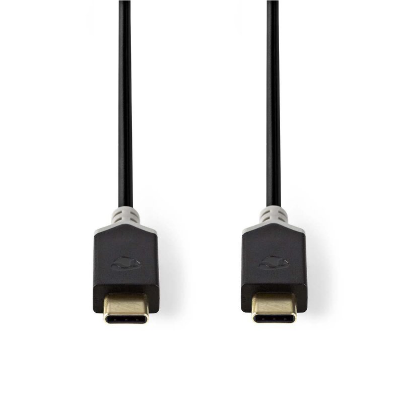 USB kabel | USB 2.0 | USB-C™ Zástrčka | USB-C™ Zástrčka | 480 Mbps | Pozlacené | 1.00 m | Kulatý | PVC | Antracit | Box s Okénke - obrázek č. 1