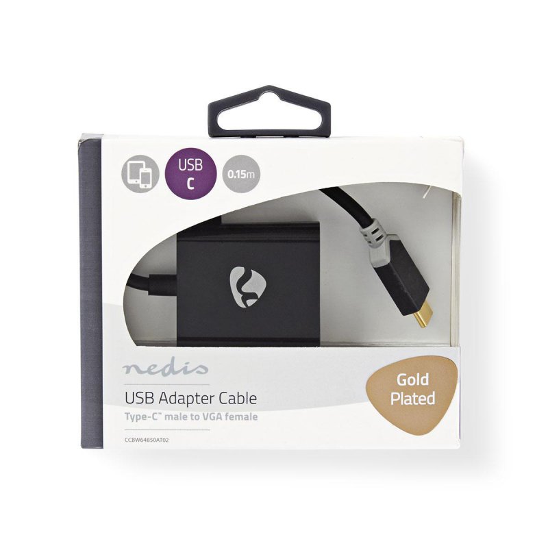 USB Adaptér | USB 3.2 Gen 1 | USB Typ-C ™ Zástrčka | VGA Zásuvka | 0.20 m | Kulatý | Pozlacené | PVC | Antracitová | Box s Okénk - obrázek č. 2