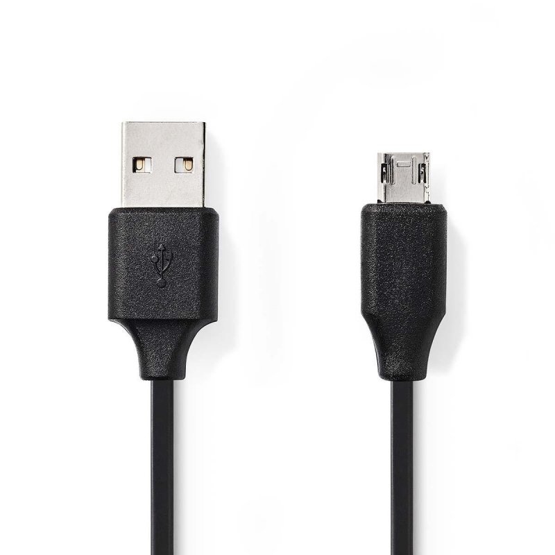 USB kabel | USB 2.0 | USB-A Zástrčka | USB Micro-B Zástrčka Reverzibilní | 480 Mbps | Poniklované | 1.00 m | Kulatý | PVC | Čern - obrázek produktu