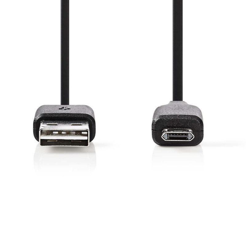 USB kabel | USB 2.0 | USB-A Zástrčka | USB Micro-B Zástrčka Reverzibilní | 480 Mbps | Poniklované | 1.00 m | Kulatý | PVC | Čern - obrázek č. 1