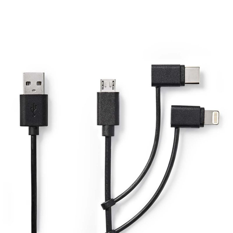 Kabel 3 v 1 | USB 2.0 | USB-A Zástrčka | Apple Lightning 8pinový / USB Micro-B Zástrčka / USB-C™ Zástrčka | 480 Mbps | 1.00 m | - obrázek produktu