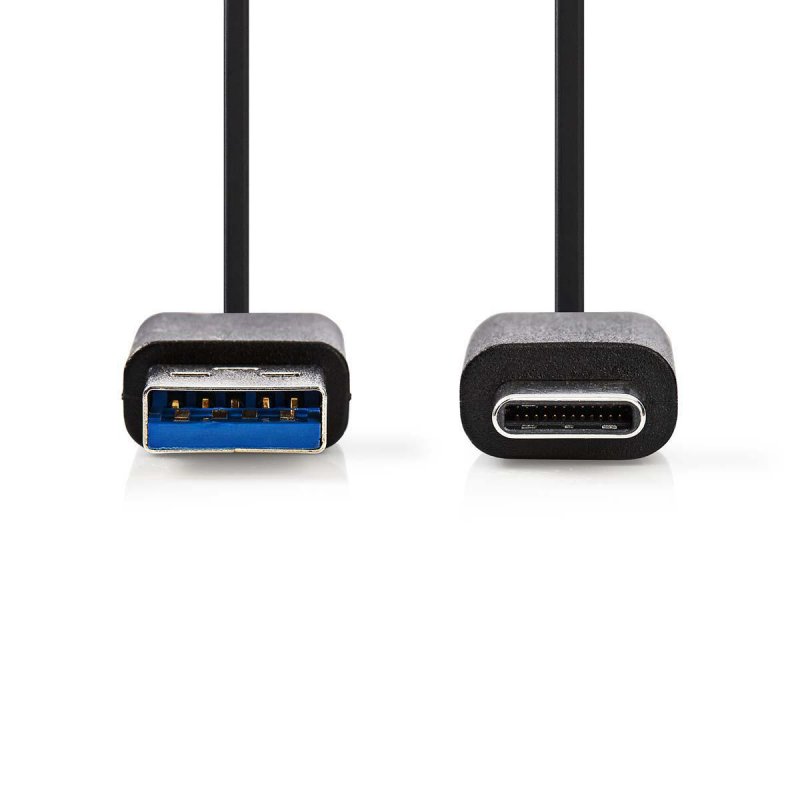 USB kabel | USB 3.2 Gen 1 | USB-A Zástrčka | USB-C™ Zástrčka | 60 W | 5 Gbps | Poniklované | 1.00 m | Kulatý | PVC | Černá | Box - obrázek č. 1