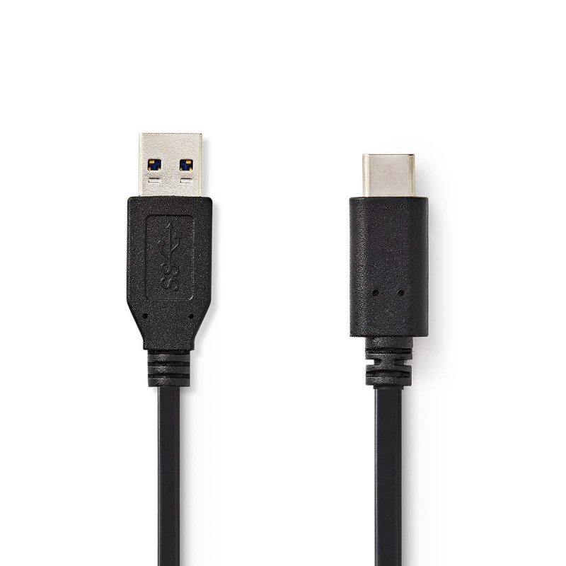 USB kabel | USB 3.2 Gen 2 | USB-A Zástrčka | USB-C™ Zástrčka | 60 W | 10 Gbps | Poniklované | 1.00 m | Kulatý | PVC | Černá | Bo - obrázek produktu