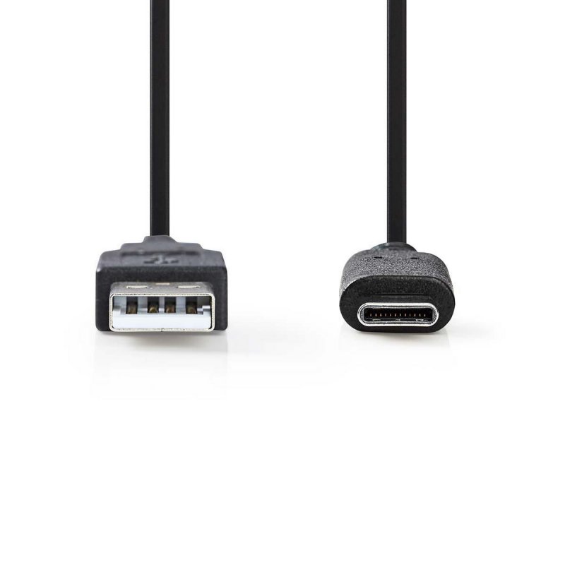 USB kabel | USB 3.2 Gen 2 | USB-A Zástrčka | USB-C™ Zástrčka | 60 W | 10 Gbps | Poniklované | 1.00 m | Kulatý | PVC | Černá | Bo - obrázek č. 1