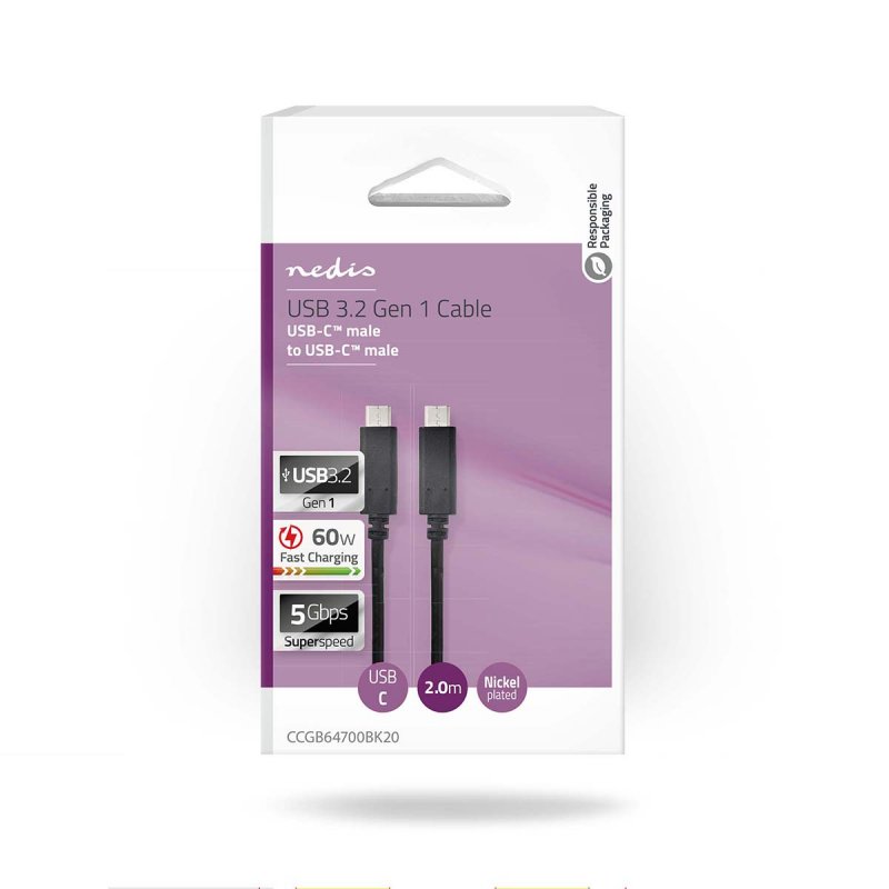 USB kabel | USB 3.2 Gen 1 | USB-C™ Zástrčka  CCGB64700BK20 - obrázek č. 2