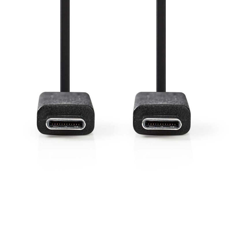 USB kabel | USB 3.2 Gen 2 | USB-C™ Zástrčka | USB-C™ Zástrčka | 60 W | 10 Gbps | Poniklované | 1.00 m | Kulatý | PVC | Černá | B - obrázek č. 1