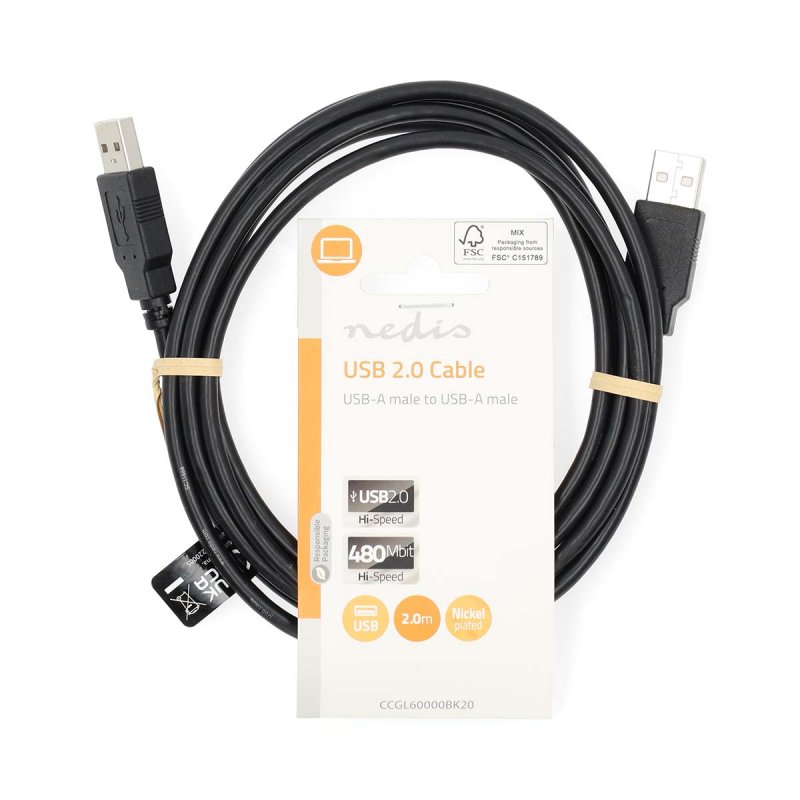 USB kabel | USB 2.0 | USB-A Zástrčka  CCGL60000BK20 - obrázek č. 2
