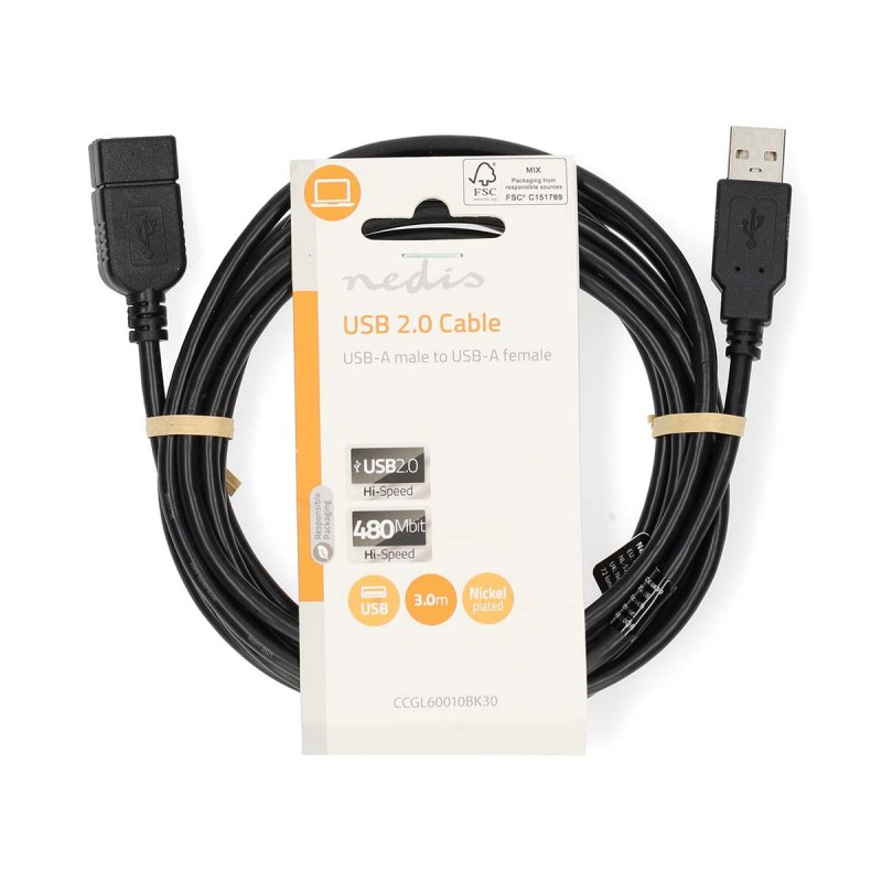USB kabel | USB 2.0 | USB-A Zástrčka  CCGL60010BK30 - obrázek č. 2