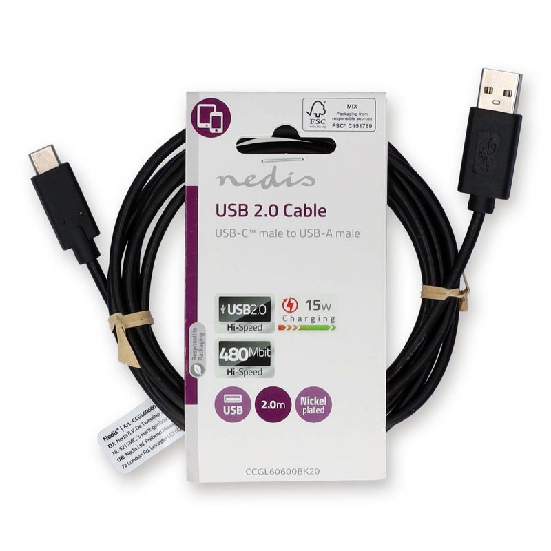 USB kabel | USB 2.0 | USB-A Zástrčka  CCGL60600BK20 - obrázek č. 2