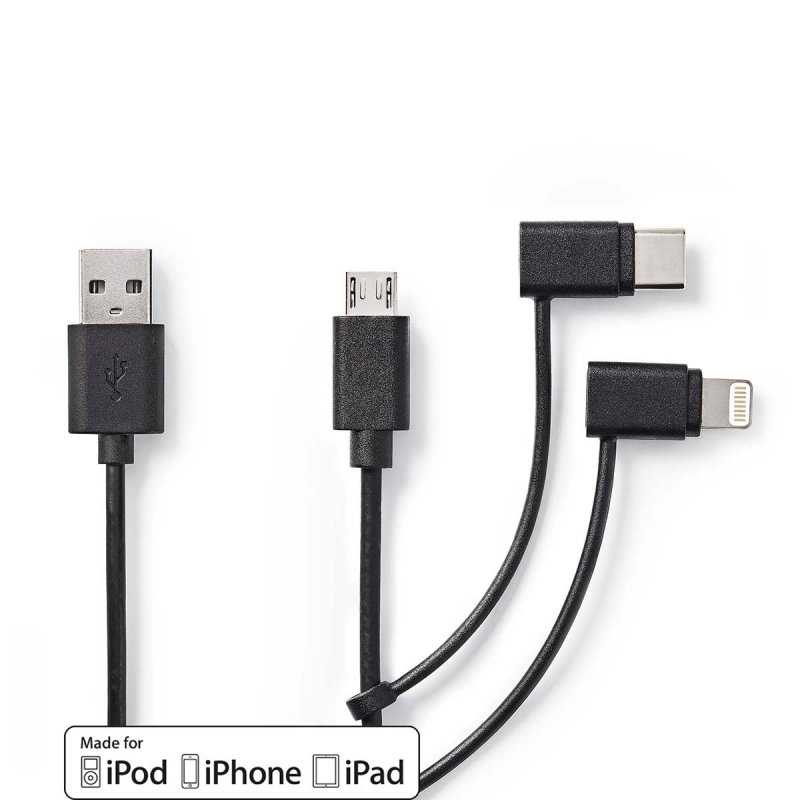 Kabel 3 v 1 | USB 2.0 | USB-A Zástrčka  CCGL60620BK10 - obrázek č. 2