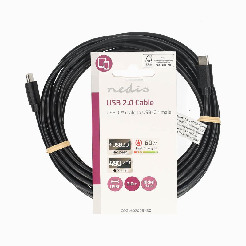 USB kabel | USB 2.0 | USB-C™ Zástrčka  CCGL60700BK30 - obrázek č. 2