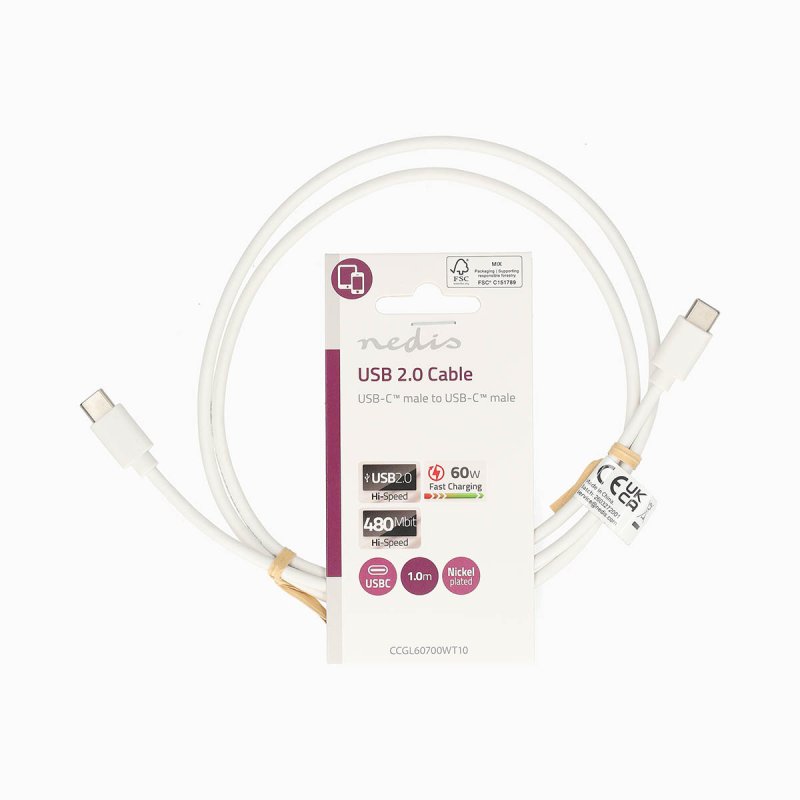 USB kabel | USB 2.0 | USB-C™ Zástrčka  CCGL60700WT10 - obrázek č. 2