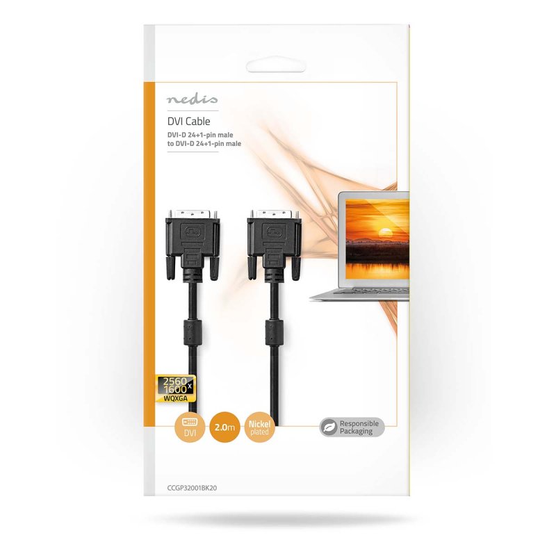 DVI kabel | DVI-D 24+1 Zástrčka  CCGP32001BK20 - obrázek č. 2