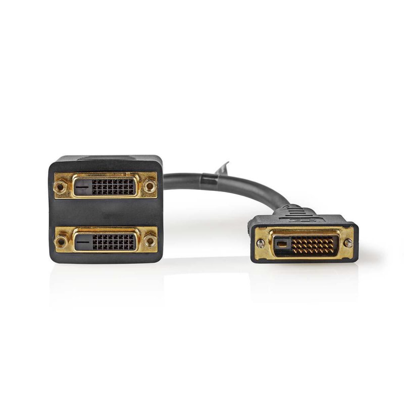 Kabel DVI | DVI-D 24+1-pin Zástrčka - 2x DVI-D 24+1-pin Zásuvka | 0,2 m | Černá barva - obrázek č. 1