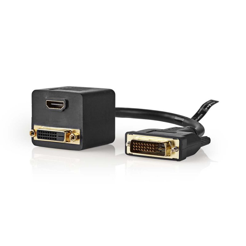 DVI kabel | DVI-D 24+1 Zástrčka | DVI-D 24+1 Zásuvka / Výstup HDMI™ | 1080p | Poniklované | 0.20 m | PVC | Černá | Plastový Sáče - obrázek č. 2