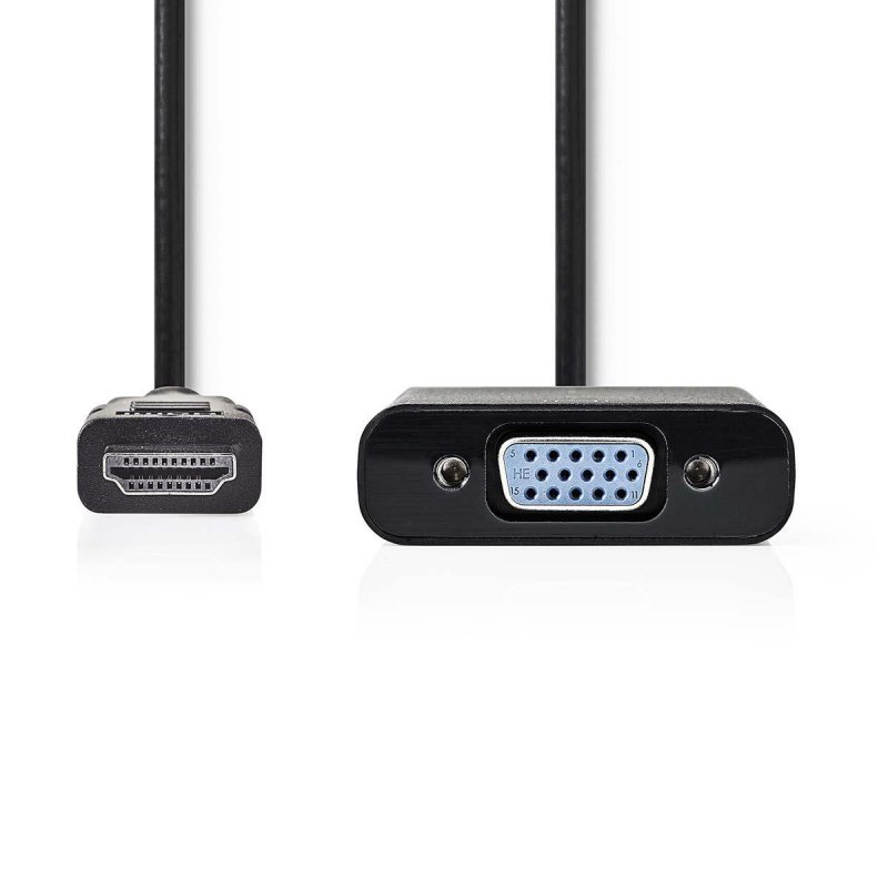 HDMI™ Kabel | Konektor HDMI ™ | VGA Zásuvka / 3,5 mm Zásuvka | 1080p | Poniklované | 0.20 m | Přímý | PVC | Černá | Obálka - obrázek č. 1