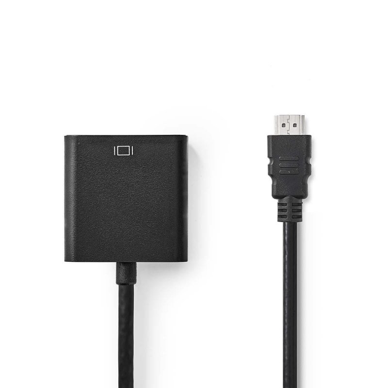 HDMI™ Kabel | Konektor HDMI ™ | VGA Zásuvka / 3,5 mm Zásuvka | 1080p | Poniklované | 0.20 m | Přímý | PVC | Černá | Obálka - obrázek produktu