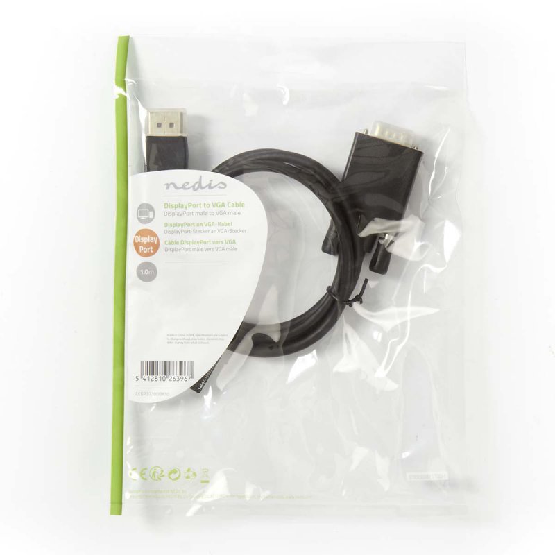 DisplayPort - VGA Kabel | DisplayPort Zástrčka - VGA Zástrčka | 1 m | Černá barva - obrázek č. 3