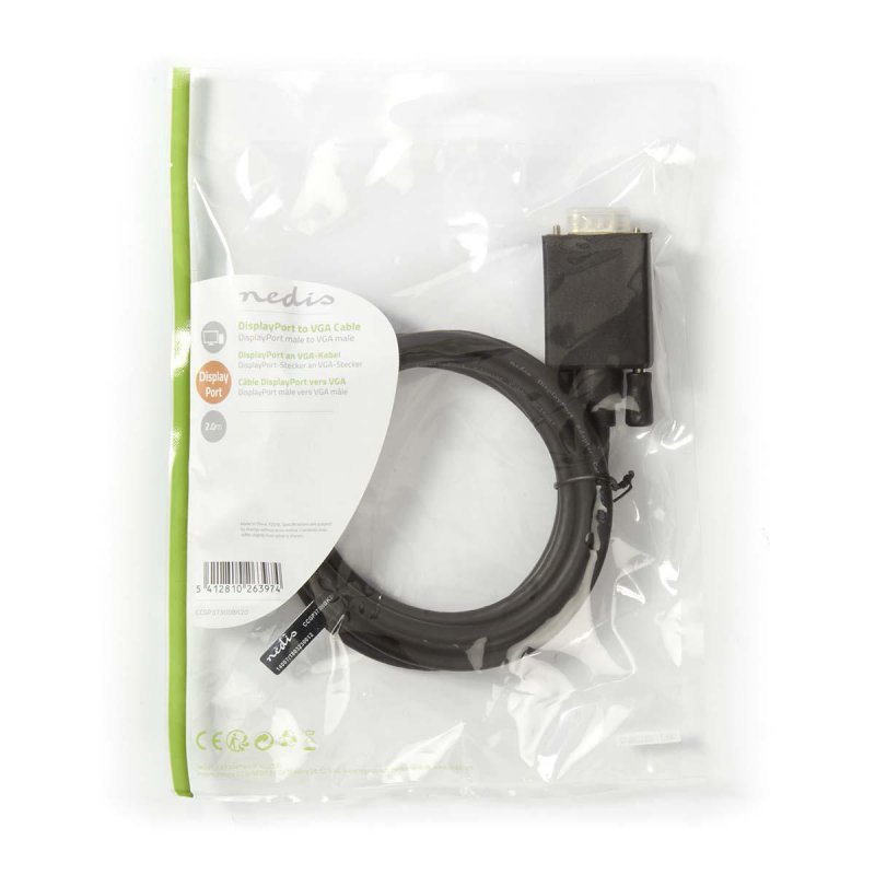DisplayPort – VGA Kabel | DisplayPort Zástrčka - VGA Zástrčka | 2 m | Černá barva - obrázek č. 3