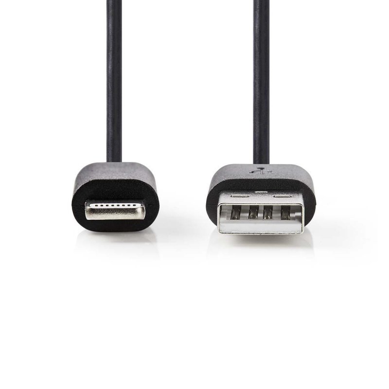Lightning Kabel | USB 2.0 | Apple Lightning 8pinový | USB-A Zástrčka | 480 Mbps | Poniklované | 2.00 m | Kulatý | PVC | Černá | - obrázek č. 1