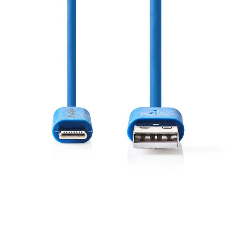 USB kabel | USB 2.0 | Apple Lightning 8pinový | USB-A Zástrčka | 480 Mbps | Poniklované | 1.00 m | Kulatý | PVC | Modrá | Plasto - obrázek č. 1