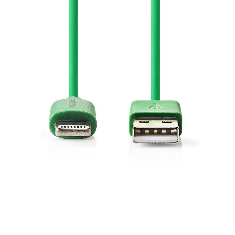 Lightning Kabel | USB 2.0 | Apple Lightning 8pinový | USB-A Zástrčka | 480 Mbps | Poniklované | 1.00 m | Kulatý | PVC | Zelená | - obrázek č. 1