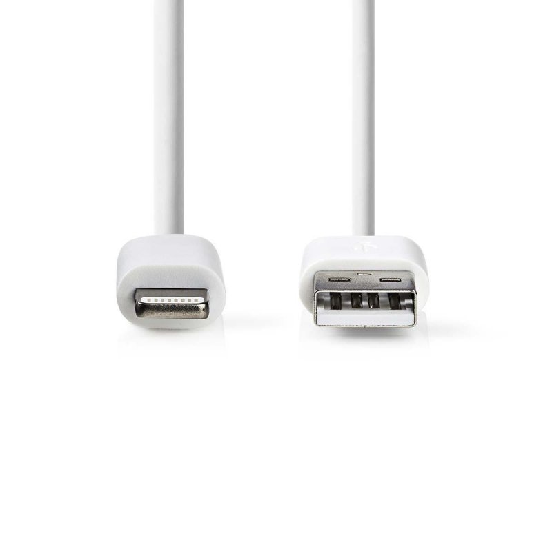 Lightning Kabel | USB 2.0 | Apple Lightning 8pinový | USB-A Zástrčka | 480 Mbps | Poniklované | 1.00 m | Kulatý | PVC | Bílá | O - obrázek č. 1