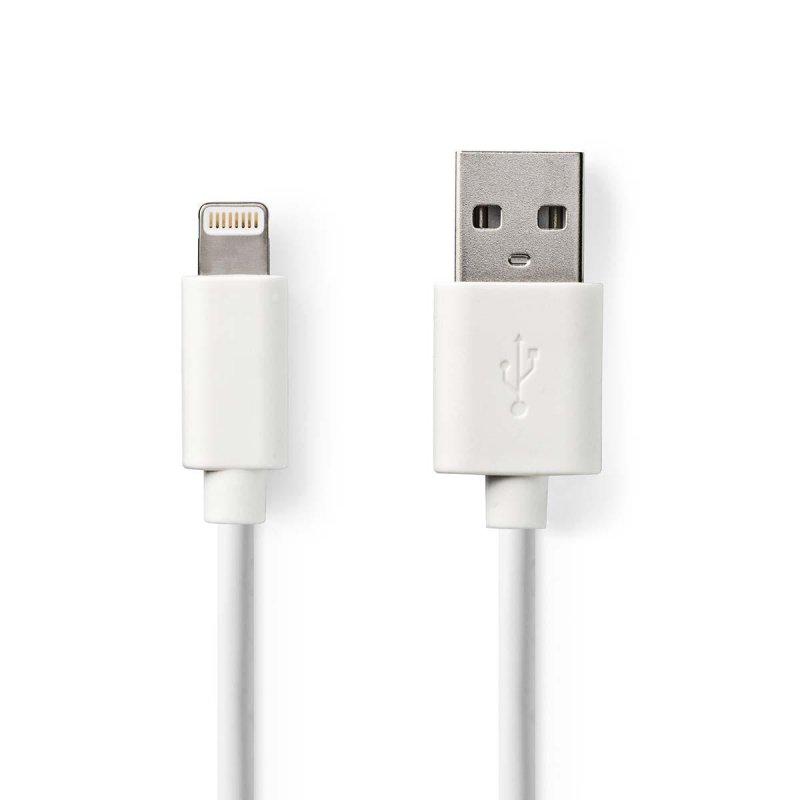 Lightning Kabel | USB 2.0 | Apple Lightning 8pinový | USB-A Zástrčka | 480 Mbps | Poniklované | 1.00 m | Kulatý | PVC | Bílá | O - obrázek produktu