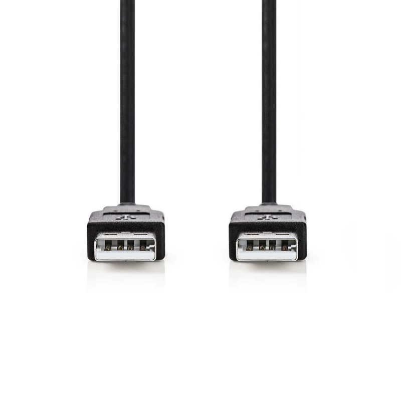 USB kabel | USB 2.0 | USB-A Zástrčka | USB-A Zástrčka | 480 Mbps | Poniklované | 1.00 m | Kulatý | PVC | Černá | Obálka - obrázek č. 1